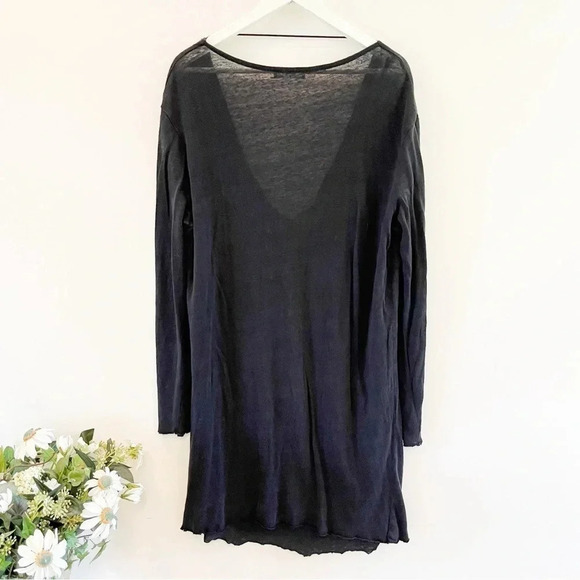 Zara Deep Cowl Neck Plunge 100% Linen Black Dress Size M Women’s - Picture 3 of 8